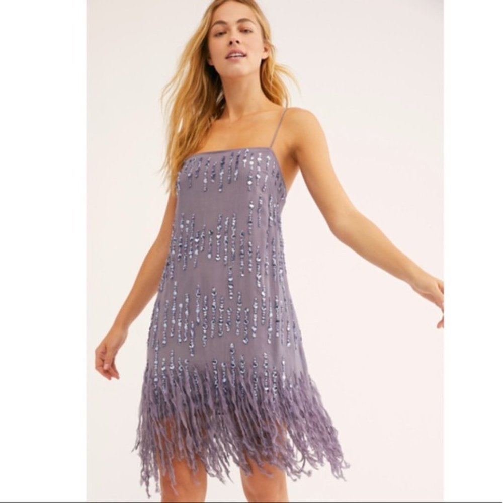 Free People Crystal Clear Mini Dress in Periwinkle Size Small
